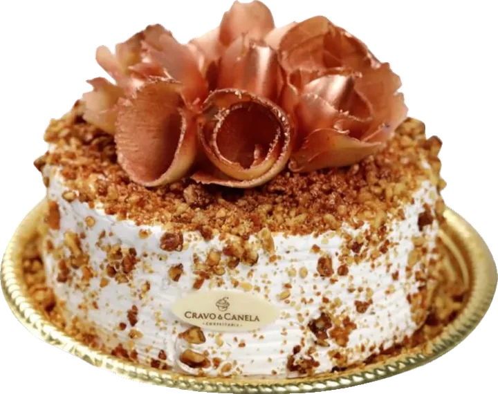 Torta Bariloche com flores de chocolate