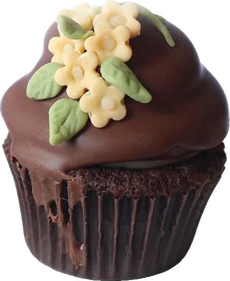 Mini cupcake de chocolate com flores de açúcar
